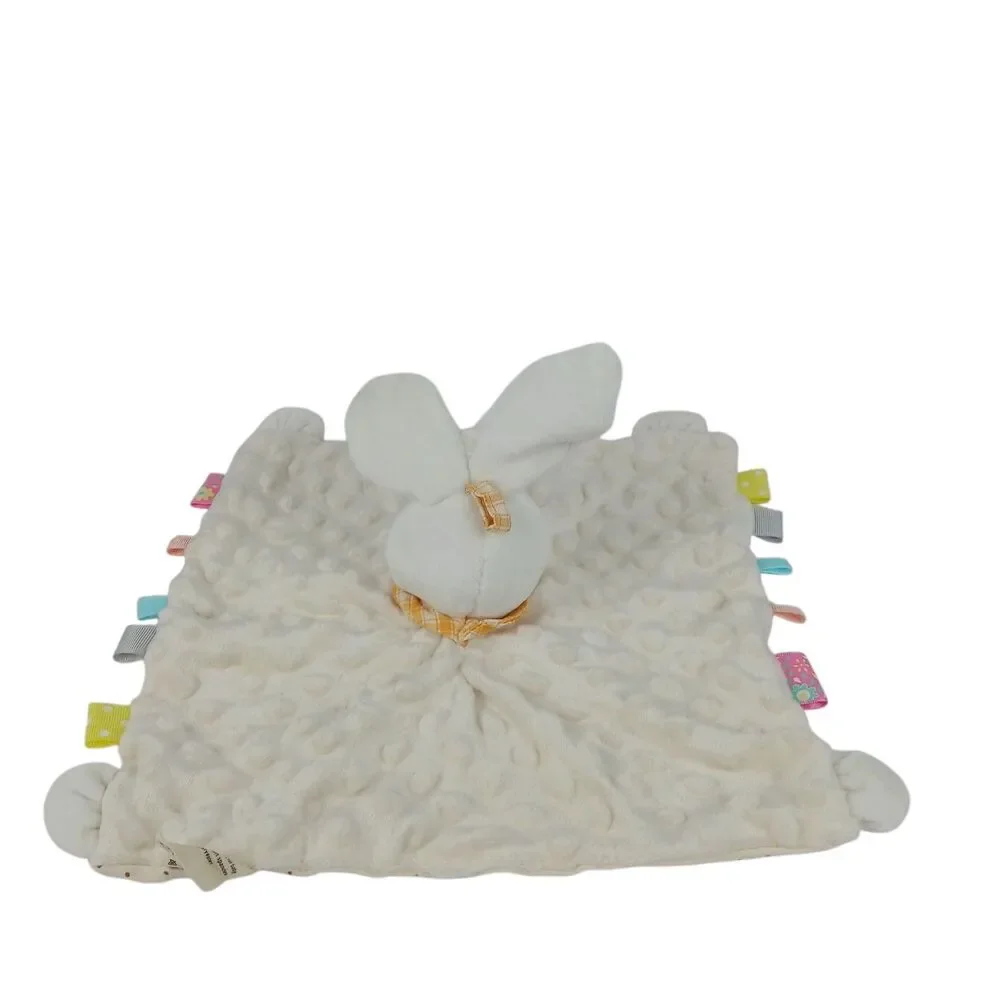 White Bunny Rabbit Soothing Sensory Fabric Lovey Security Blanket Teether